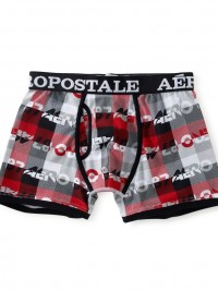 Pánské boxerky Aero Checkered Print Boxers - Červená